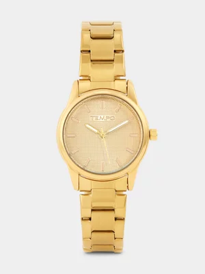 Tempo Gold Plated Champagne Dial Bracelet Watch 