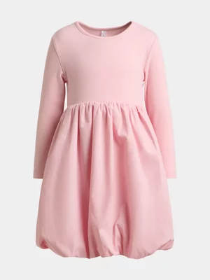 Exact Older Girl's Pink Rib Combo Bubble Dress