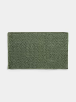 Jet Home Green Embossed Cotton Bathmat