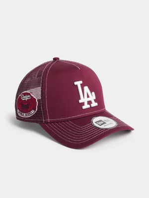 New Era Unisex Los Angeles Dodgers E-Frame Trucker Burgundy Cap