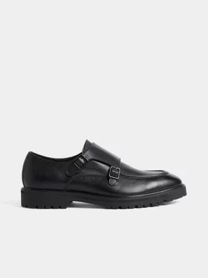 Markham Men's Monk Chunky Pebble Black Shoes