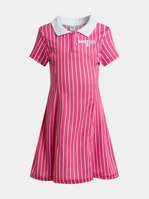 Jet Younger Girls White And Pink Stripe Dress