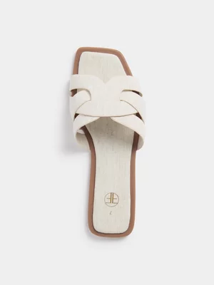 Linen Cross Over Slip On Sandals