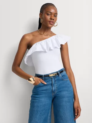 Combo One Shoulder Frill Fashion Top
