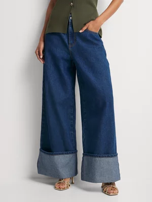 FF Denim Turnup Hem Baggy Jeans