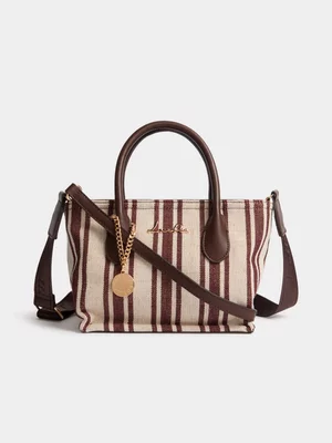 Luella Striped Canvas Shopper Bag
