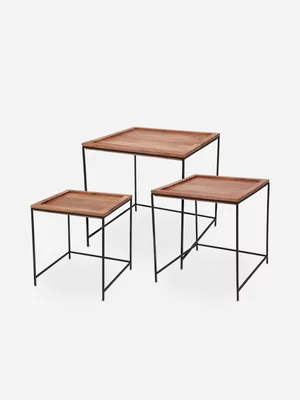 H & S Collection Side Table Set 3Pcs