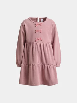 Exact Younger Girl's Pink Corduroy Tiered Dress