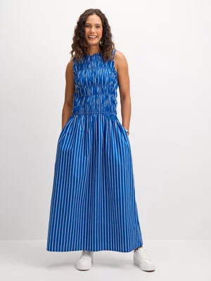  Exact Women's Blue Shirred Dress 