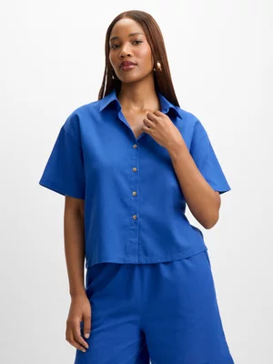 Exact Women's Blue Boxy Shirt