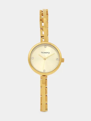 Tempo Gold Plated Champagne Dial Skinny Bangle Watch 