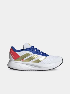 adidas Junior Grade-School Duramo SL2 White/Blue/Gold Sneakers 