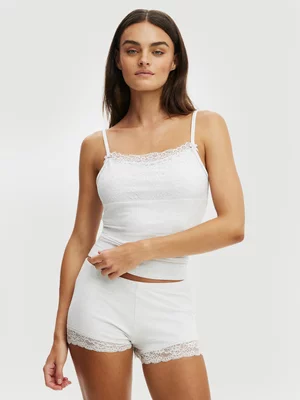 Women's Cotton On Grey Dreamy Soft Lace Overlay Cami Top