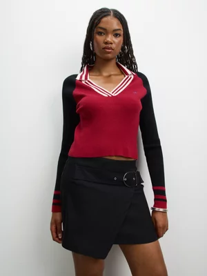 The FIX Women's Black Bengaline Belted Mini Skirt