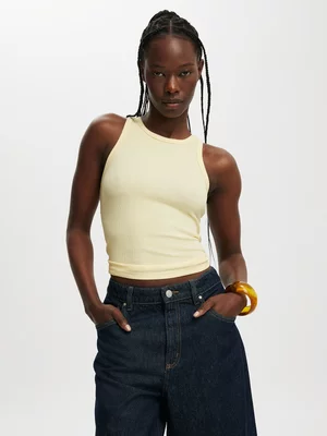 Women's Cotton On Beige Goldie Rib High Neck Tank Top