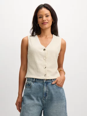 Exact Women's White Textured Waistcoat