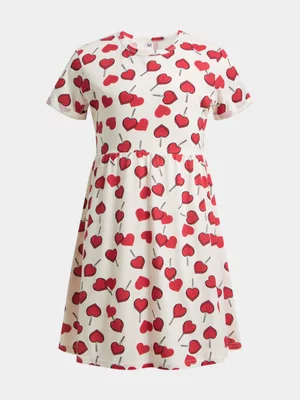 Jet Older Girls Red Heart AOP Knit Dress