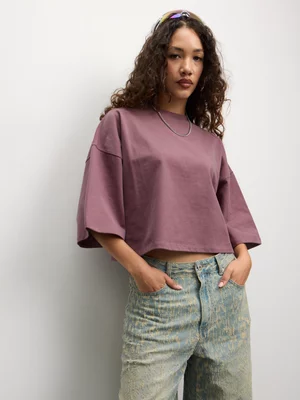 Redbat Classics Women's Mauve Boxy Cropped Top
