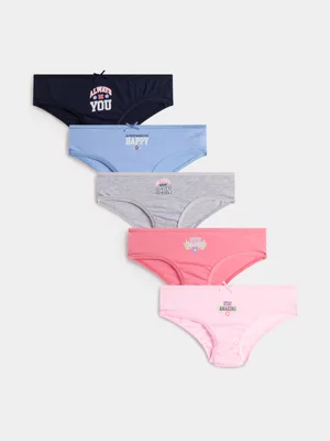 Jet Younger Girls 5Pk College Slogan Bikini