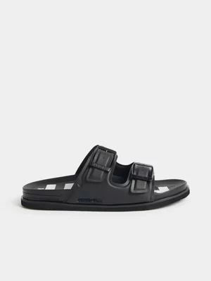 Union-DNM Men's Double Strap Black Slides