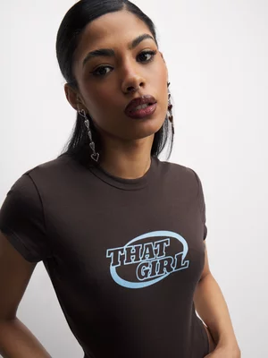 The FIX Women's Brown 'That Girl' Graphic Top