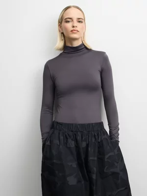 The FIX Women's Charcoal Polo Neck Top