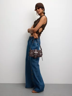 The FIX Women's Brown Asymmetrical Top With Cut Out Sides