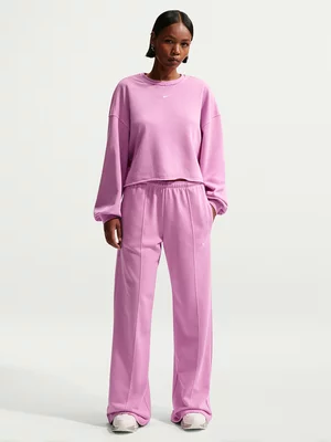 Nike Womens Sportswear Chill Open-Hem Light Magenta Sweatpants
