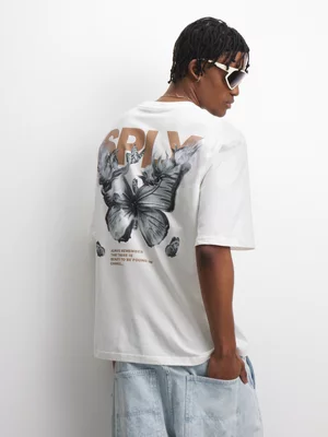 The FIX Men's White 'Butterfly' Graphic Top