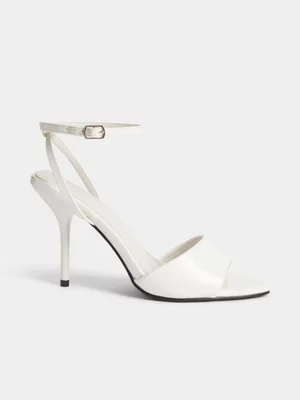 The FIX Women's White Ankle Strap Heels 