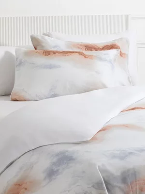 Everynight Desert Marble 200 Thread Count Cotton Sateen Duvet Cover Set Naturals