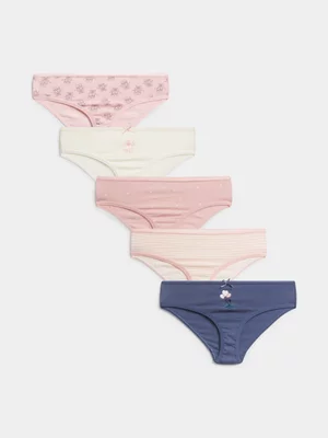 Exact Girl's Pink & Navy 5-Pack Panties