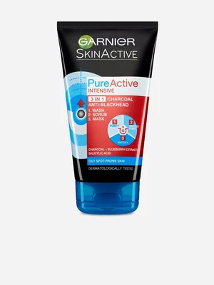 Garnier Pure Active Intensive 3 in 1 Charcoal Anti-Blackhead Wash, Scrub & Mask