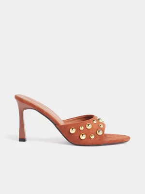The FIX Women's Brown Studded Mule Heels