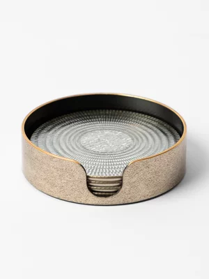 Silver Beam Glass Coaster Set of 4