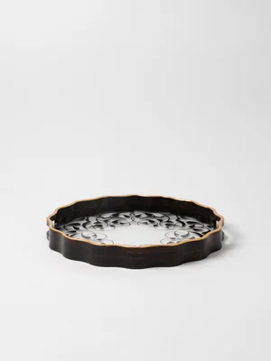 Patterned & Scalloped Decorative Tray 34cm