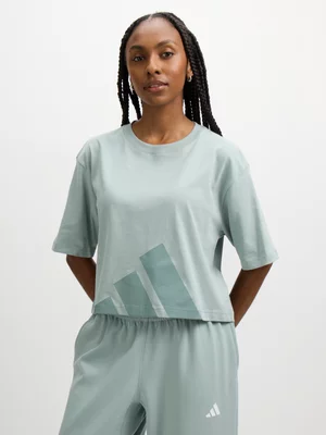 adidas Womens Essential Big Logo Boyfriend Wonder Sage/ Green Earth Tee