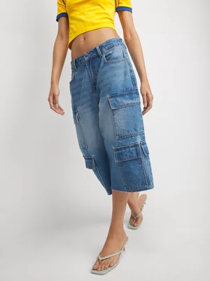 The FIX Women's Light Wash Utility Bermuda Denim Shorts