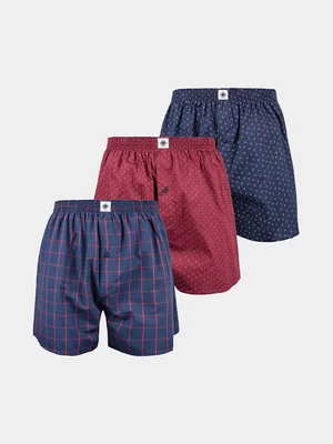 Markham Men's 3 Pack Gingham and Paisley Woven Boxer