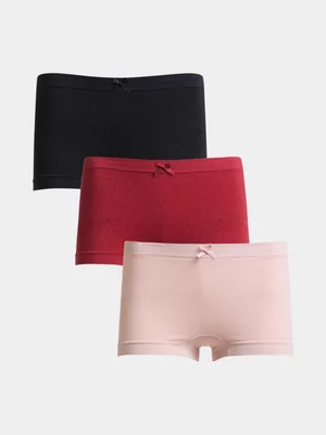 Jet Women’s 3 Pack Blush Red Black Seamless Brief