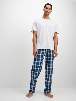 Jet Men's Grey Melange Check Waffle Short Sleeve PJ Set