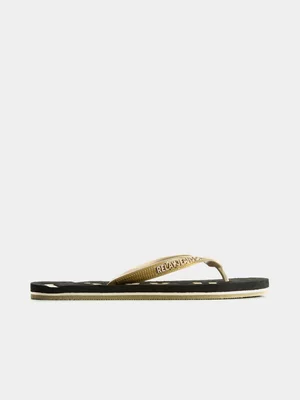 Relay Jeans Men's Black & Fatigue Bold Lines Flip Flops