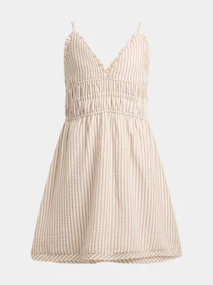Jet Teen Girls Stone White Striped Summer Dress