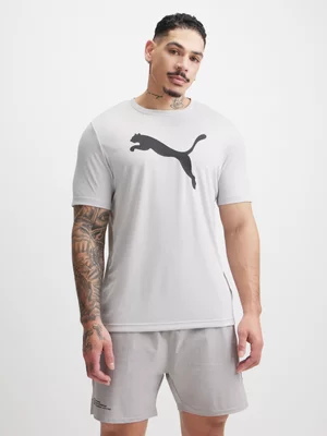 Puma Mens Essential Logo Poly Grey Tee