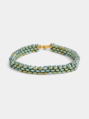 Tempo Jewellery Gold Plated Green Bead Bracelet  
