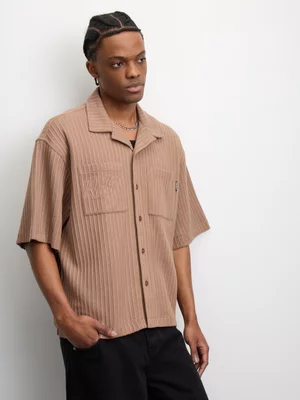 Redbat Men's Cross Stitch Brown Shirt 