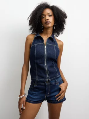 The FIX Women's Mid-Wash Micro Short Denim