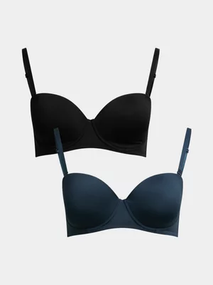 Jet Women's 2 Pack Petrol and Black Balconette Bra