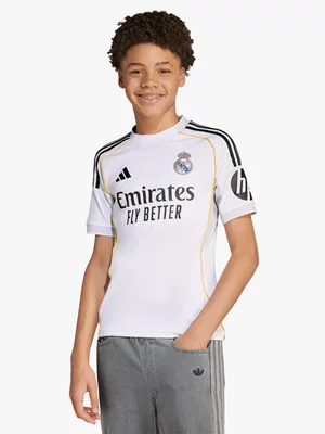 adidas Youth Real Madrid Home 25/26 White Stadium Jersey