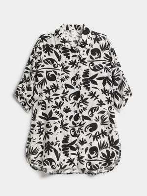 Jet Women's White Viscose Cover Up Shirt